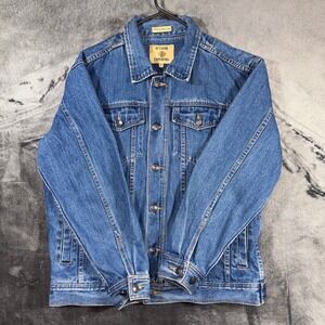Outdoor Expedition Mens Blue Denim Trucker Jacket Medium Wash 100% Cotton M